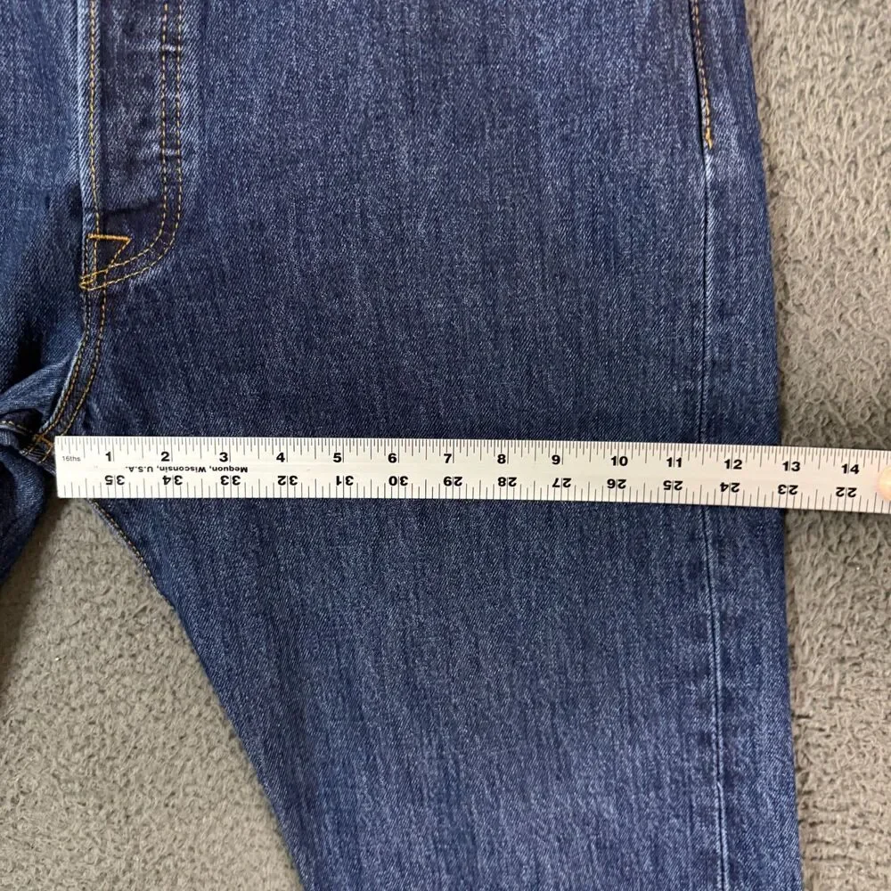 Levis 501 Jeans Mens 36x34 Blue Straight Fit Dark Wash Button Fly Denim Pants
